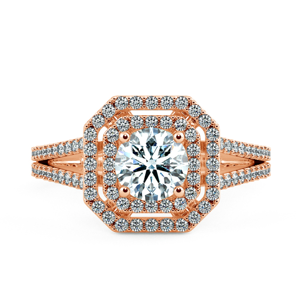 Double Halo Cushion Engagement Ring with Gaping Halo and Eternity Band NCH2303 2